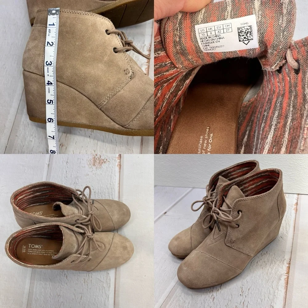 TOMS Women's Black‎ Suede Desert Wedges SIZE 10